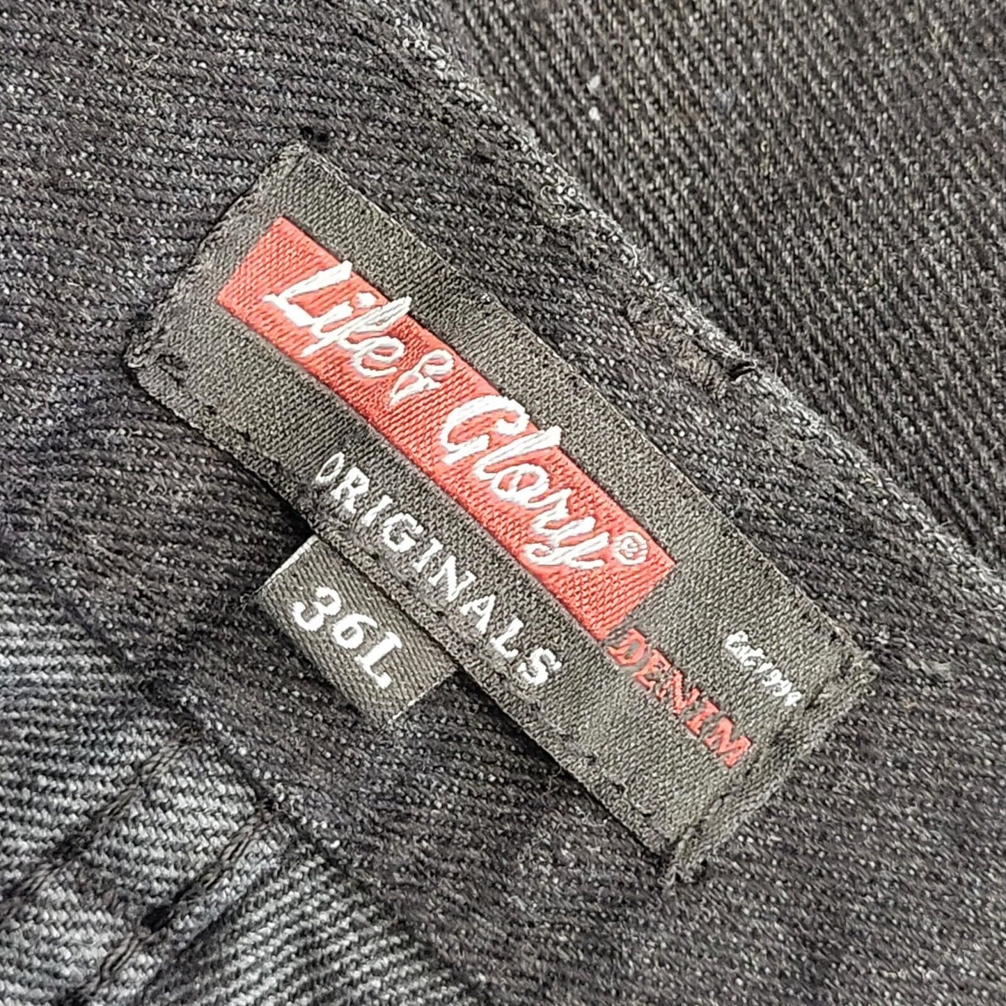 Life Of Glory Black Y2k Straight Denim Jeans Uk Men's Size XL W36 L33