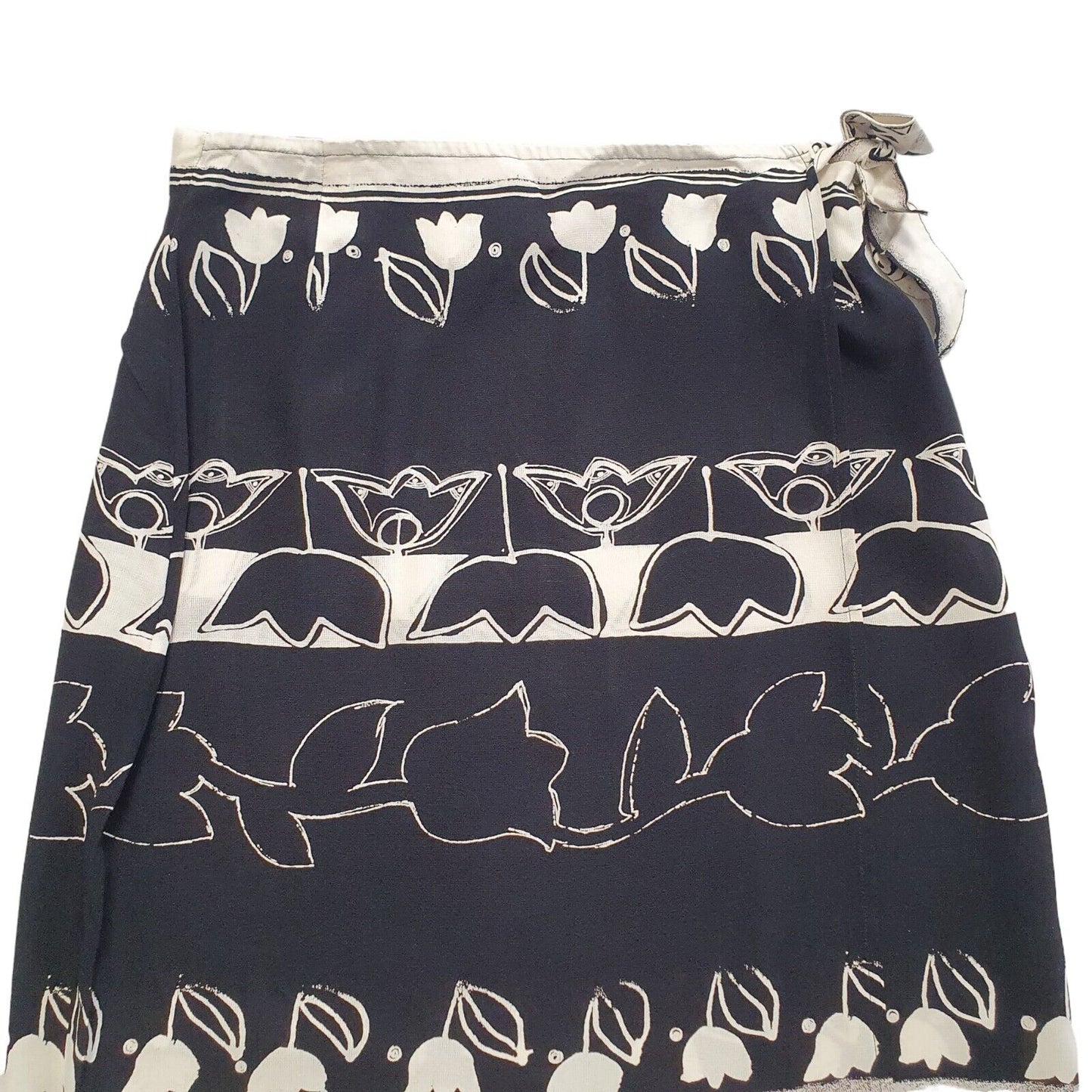 Mark Aurel Vintage 90's Black & White Floral Wrap Skirt Womens UK 10-12 W29