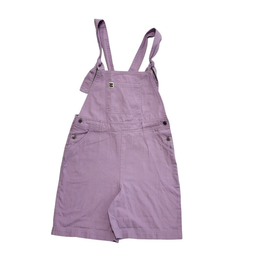 Lucky & Yak Vintage Y2K Purple Denim Dungaree Shorts Women's UK 10 W28-34