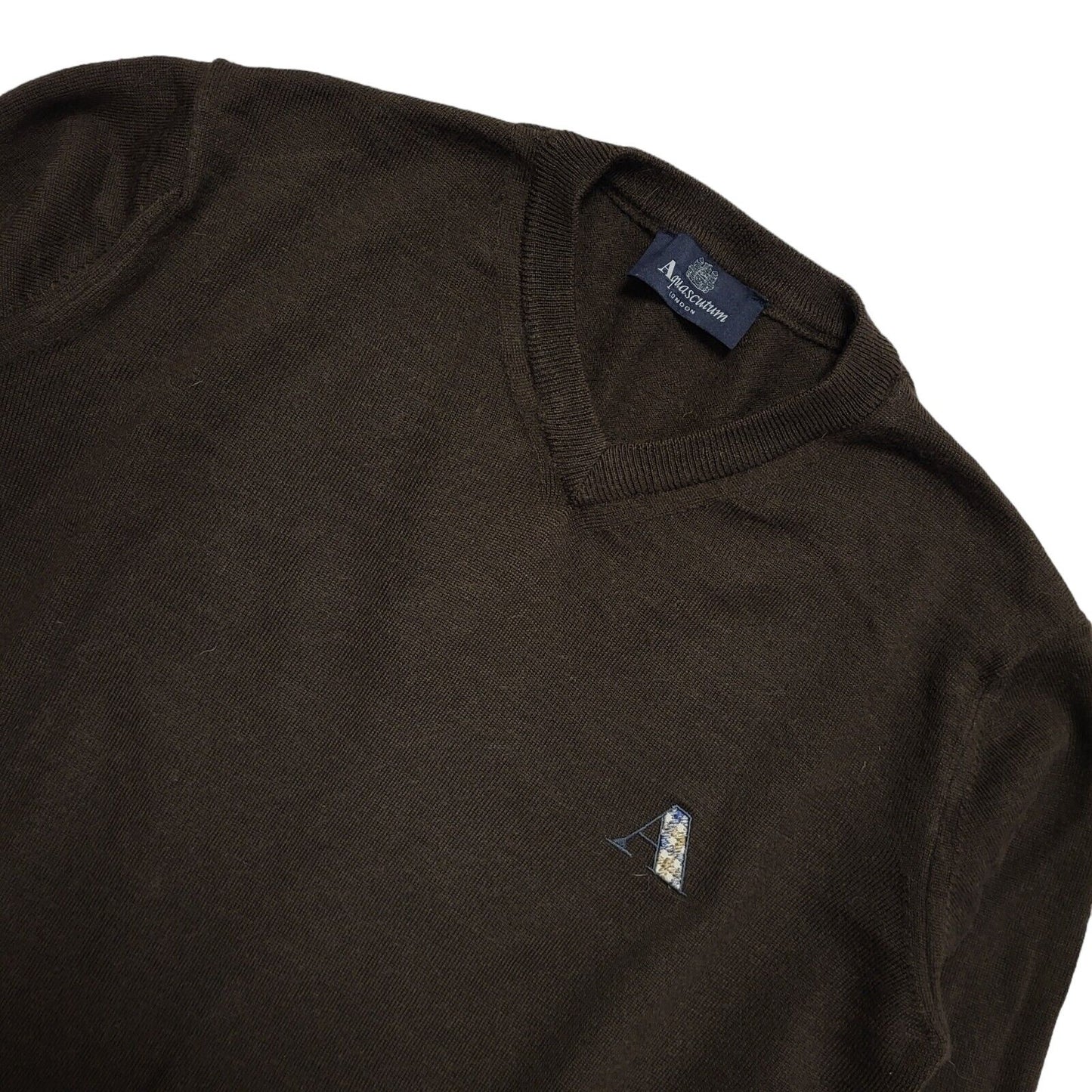 Aquascutum Brown Y2k Wool Blend Jumper Uk Men's Size Small