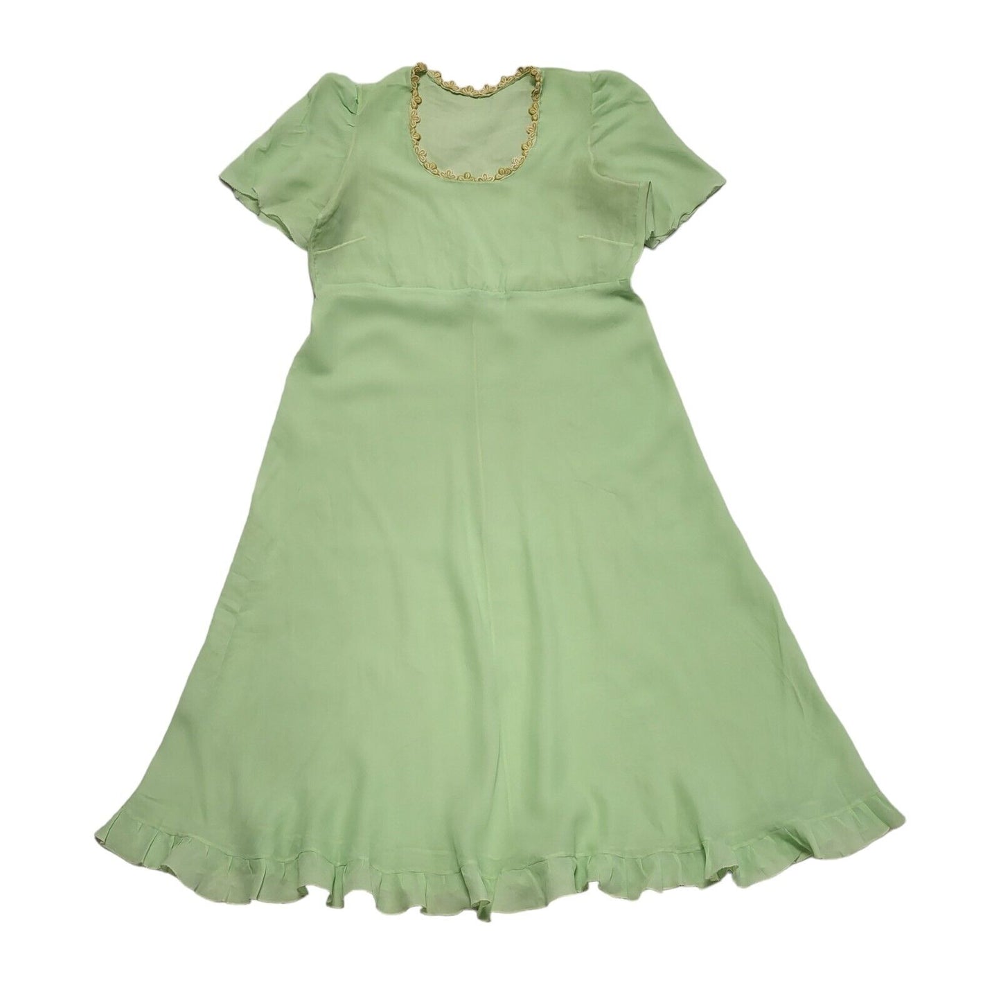 70s Vintage Pale Green A-Line Lightweight Daywear Dress Women's Size 14-16