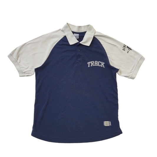 Nike Y2K Blue & Grey Mesh Short Sleeve Polo Shirt Men's Size Medium