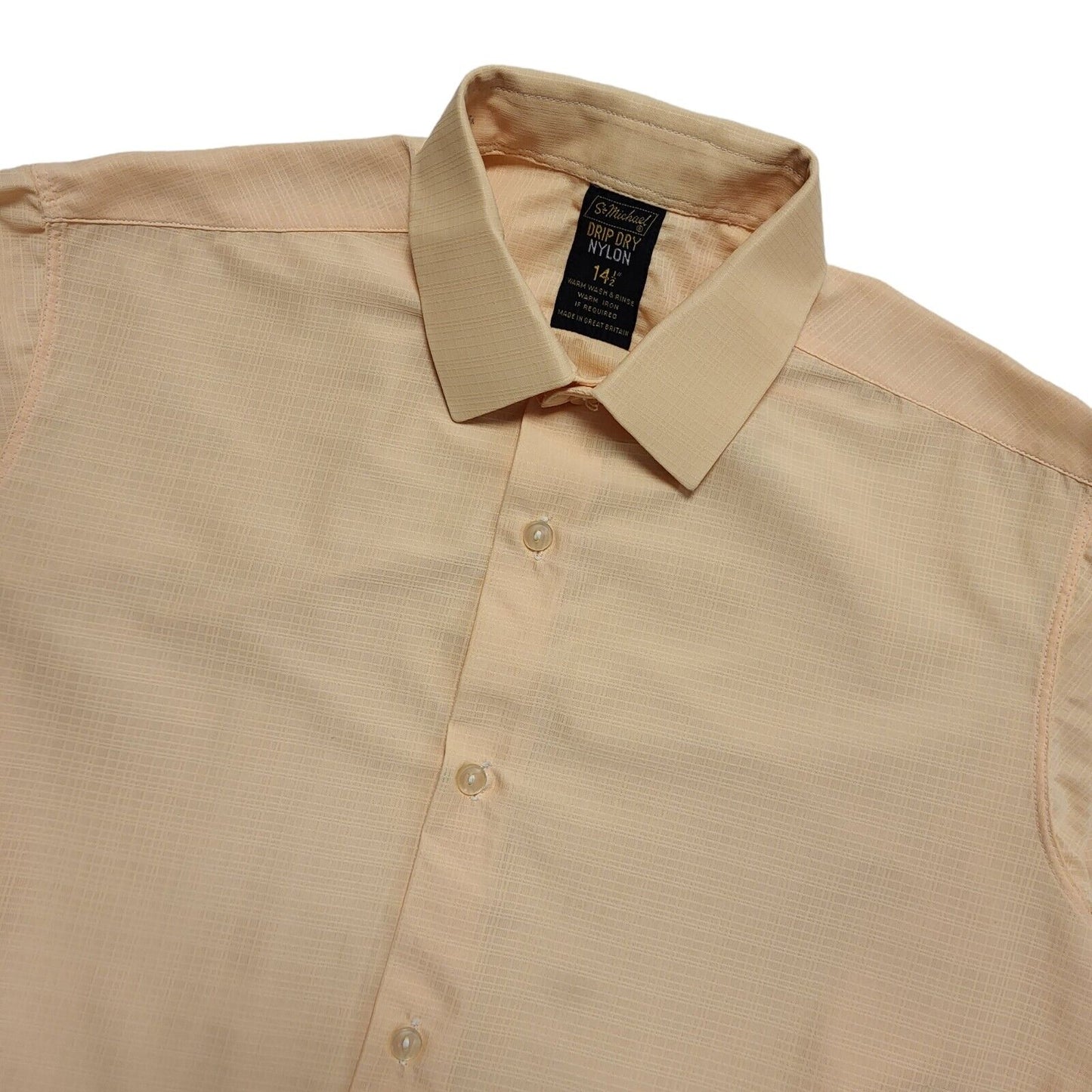 St Michael Vintage 70s Drip Dry Yellow Long Sleeve Shirt Men's Small