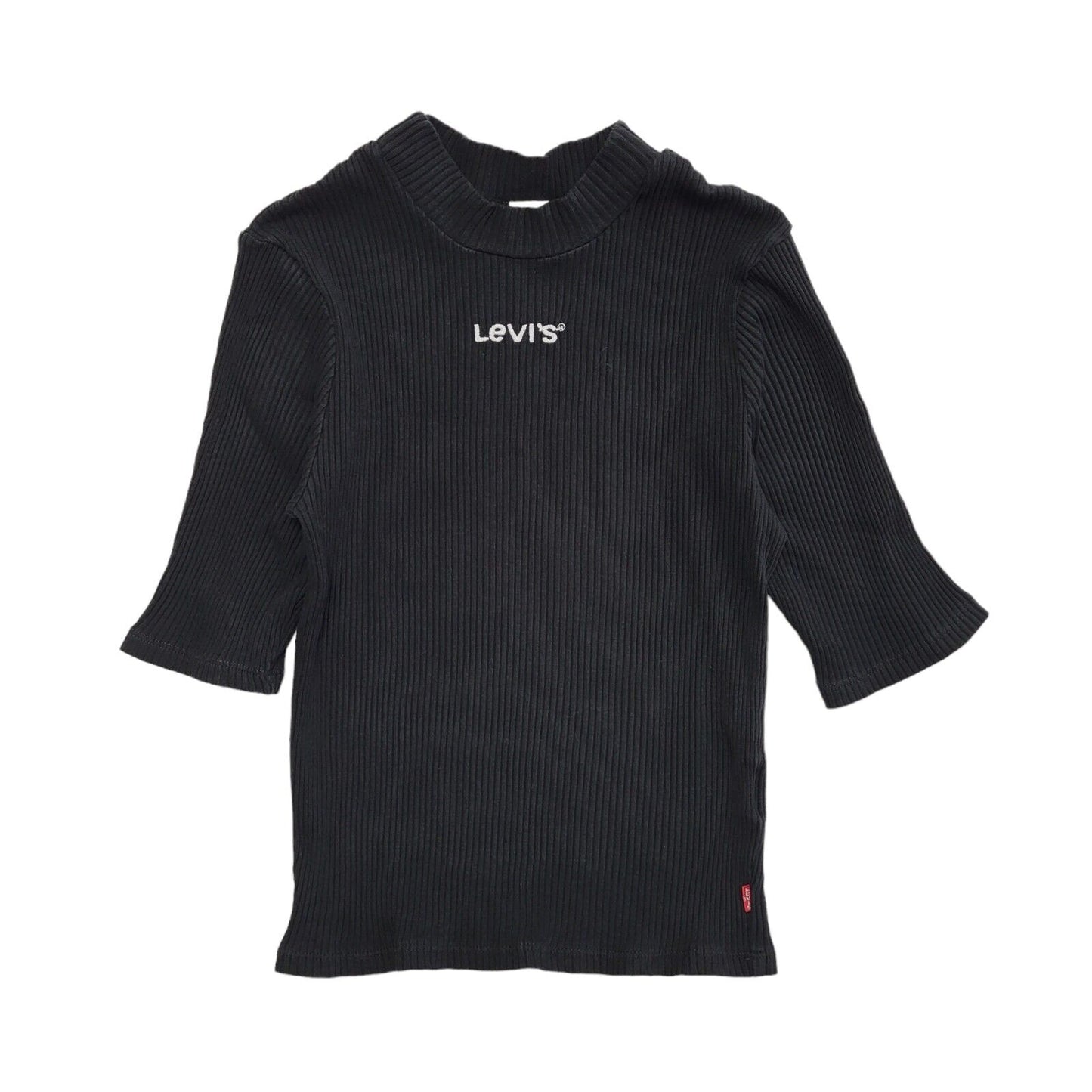 Levi's Y2K Black Round Neck Ribbed Short Sleeve Top Womens UK Size XS