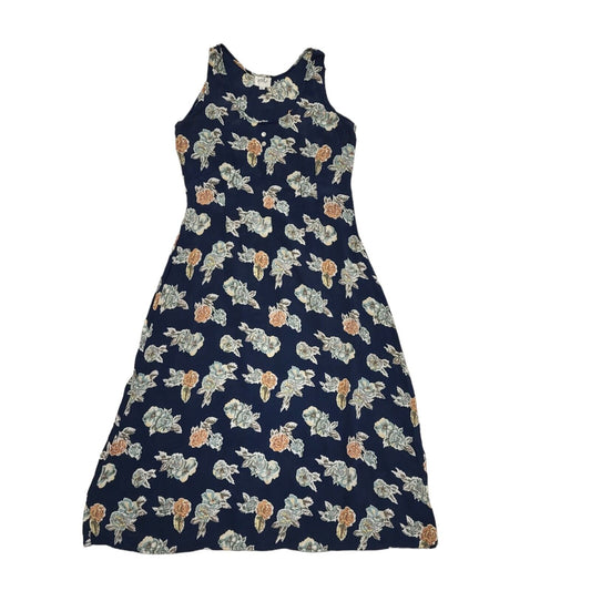 Kush Too Vintage 90s Blue Floral Sleeveless Daywear Dress Uk Women's Size Large