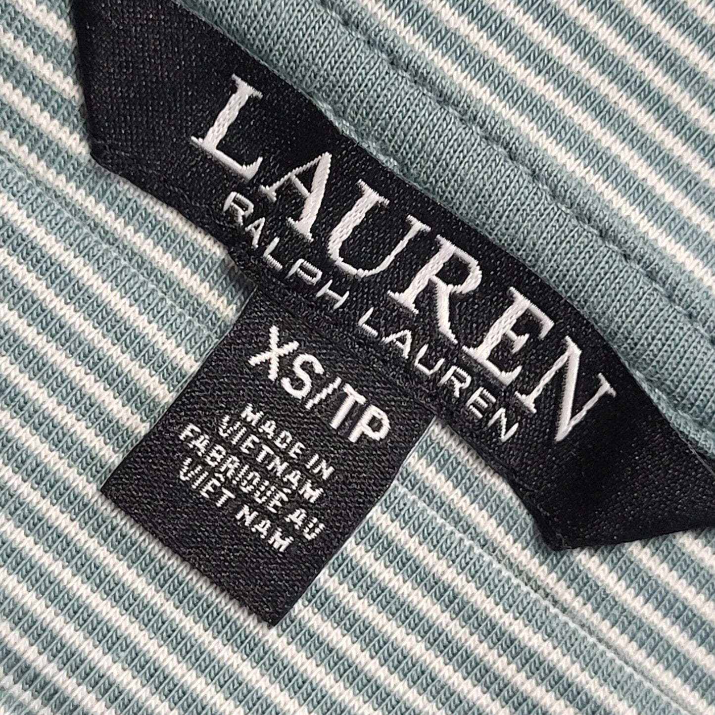Ralph Lauren Y2K Green & White Striped 3/4 Sleeve T-Shirt Womens UK XS