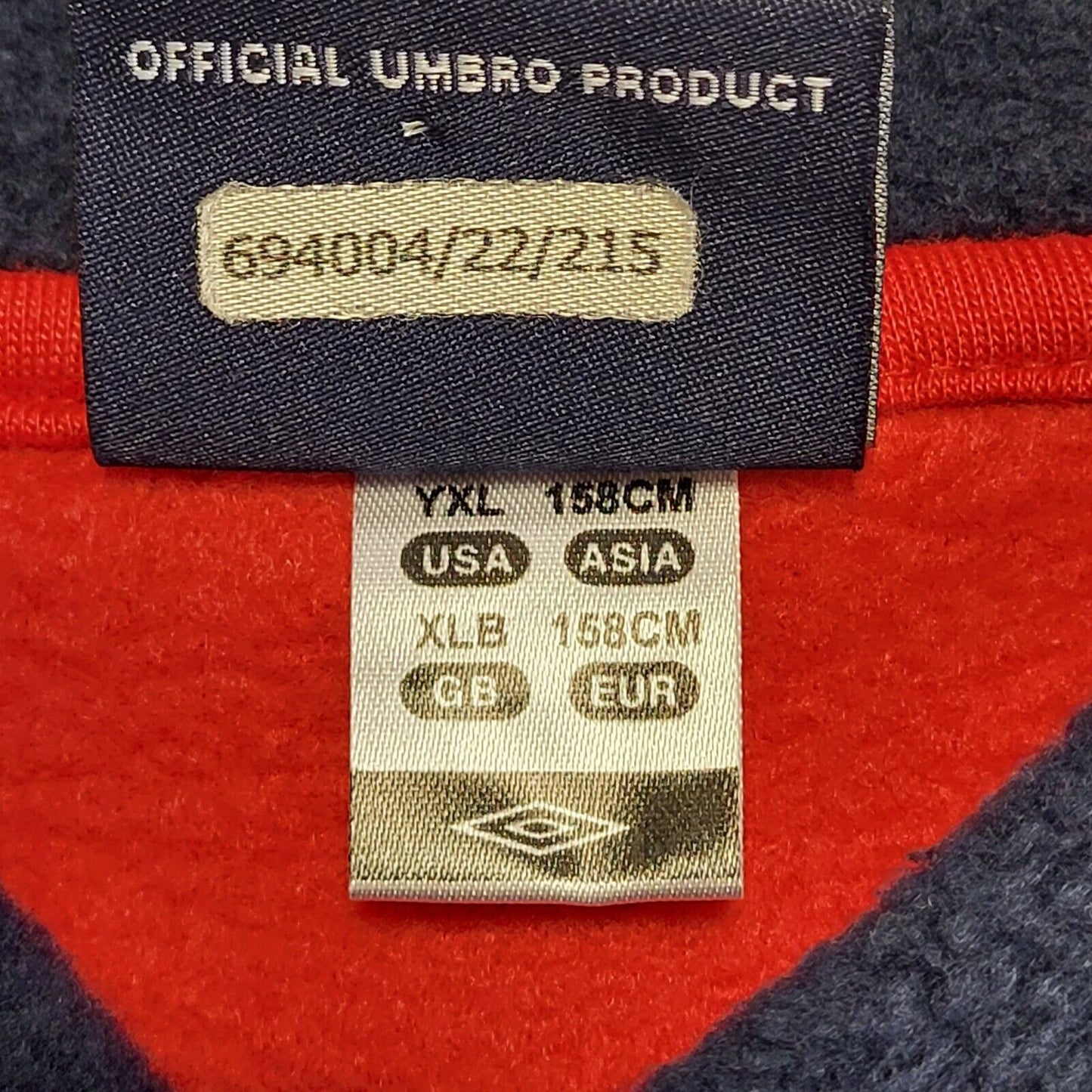 Umbro Y2K Vintage V-Neck Blue & Red Kids Fleece Size XL.