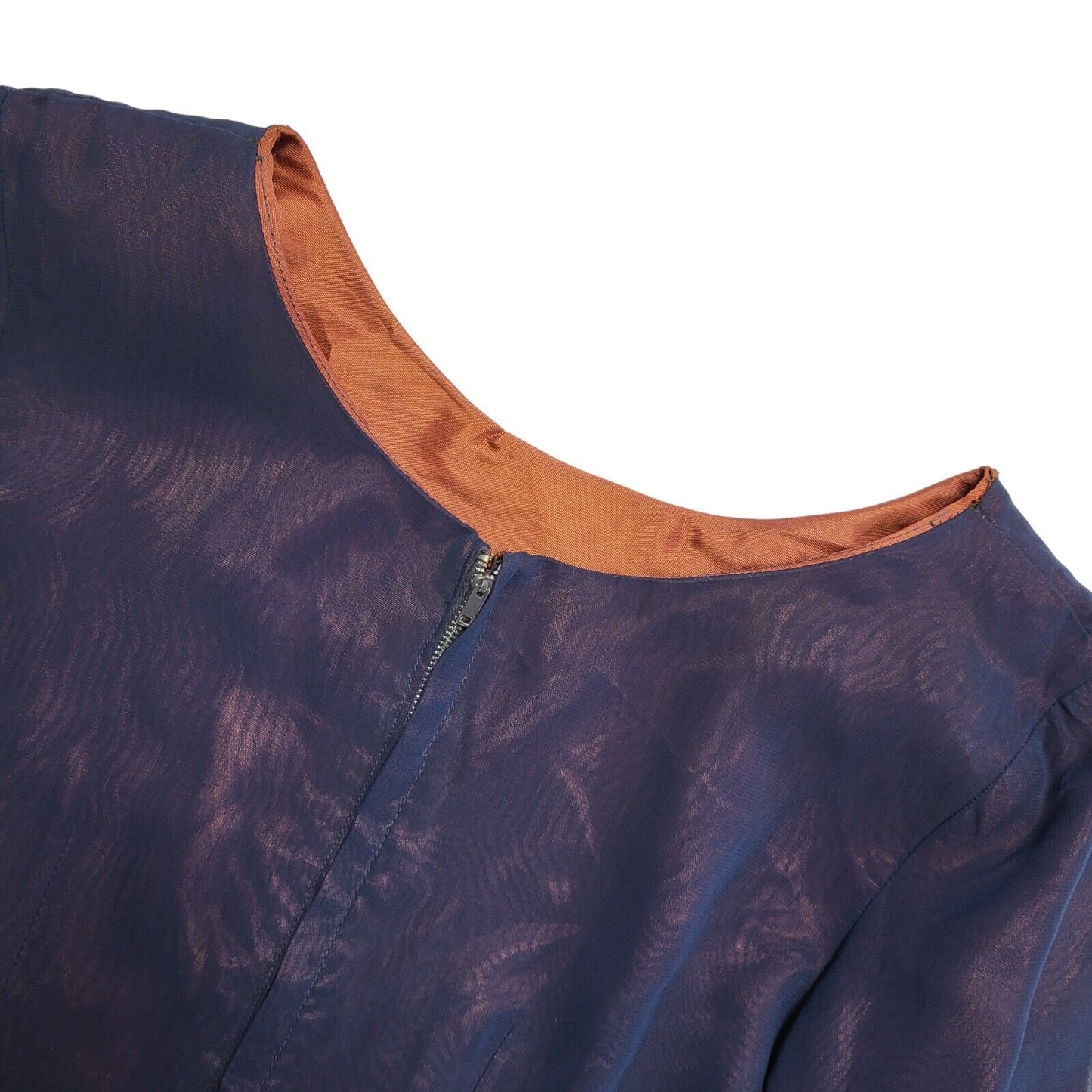 50s Vintage 3/4 Sleeve Navy/Purple Shift Dress Women's Size 10