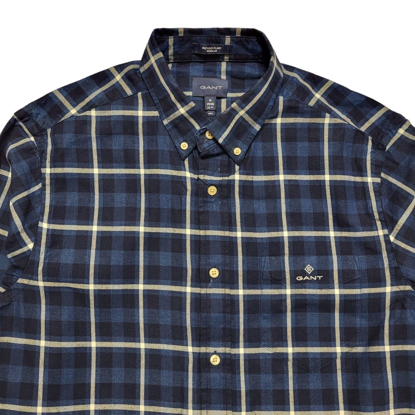 Gant Blue & White Check Long Sleeve Shirt Men's UK Size M
