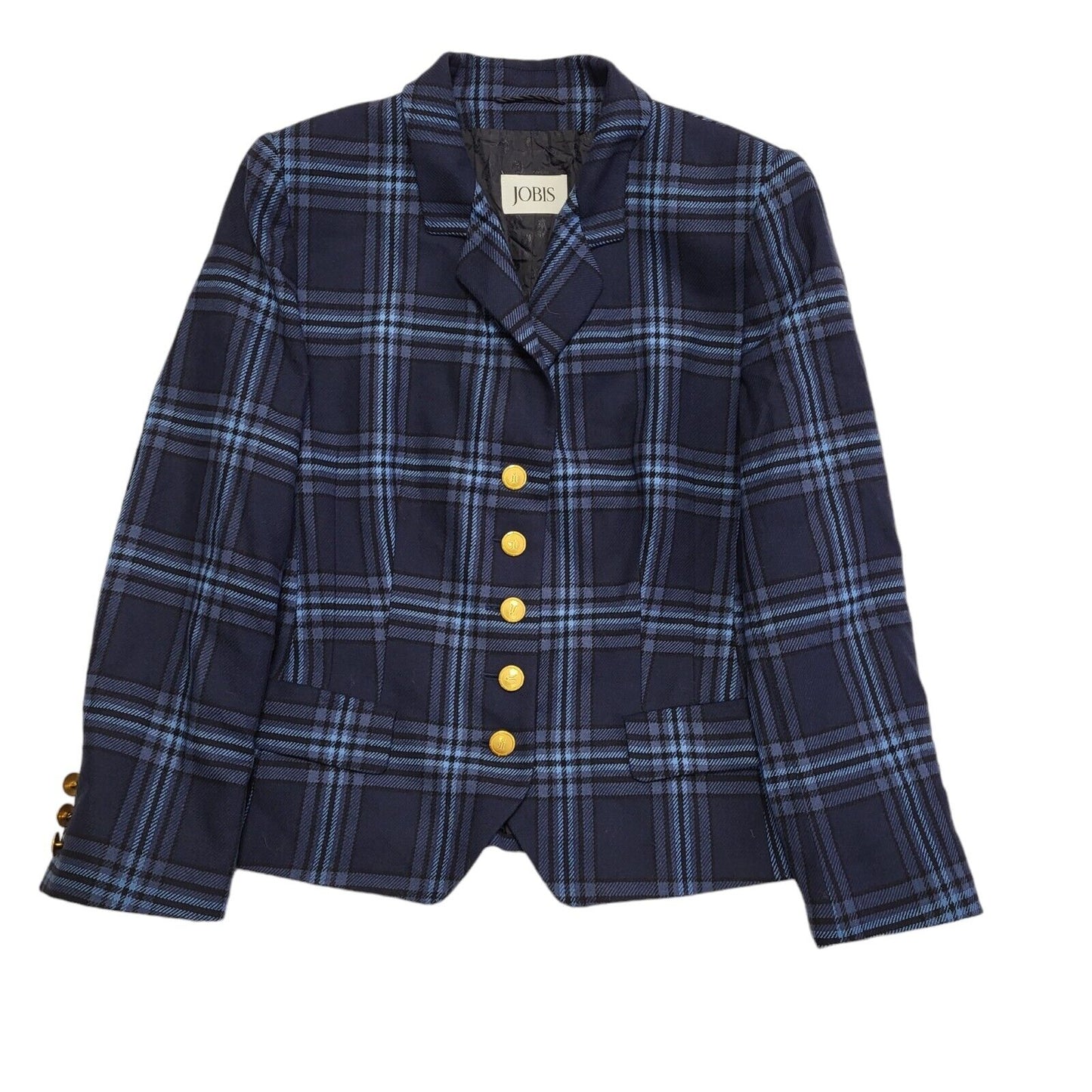 Jobis Vintage 90's  Blue Checked Button Front Blazer Jacket Womens UK Size XL