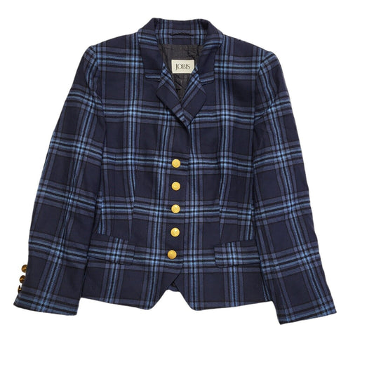 Jobis Vintage 90's  Blue Checked Button Front Blazer Jacket Womens UK Size XL