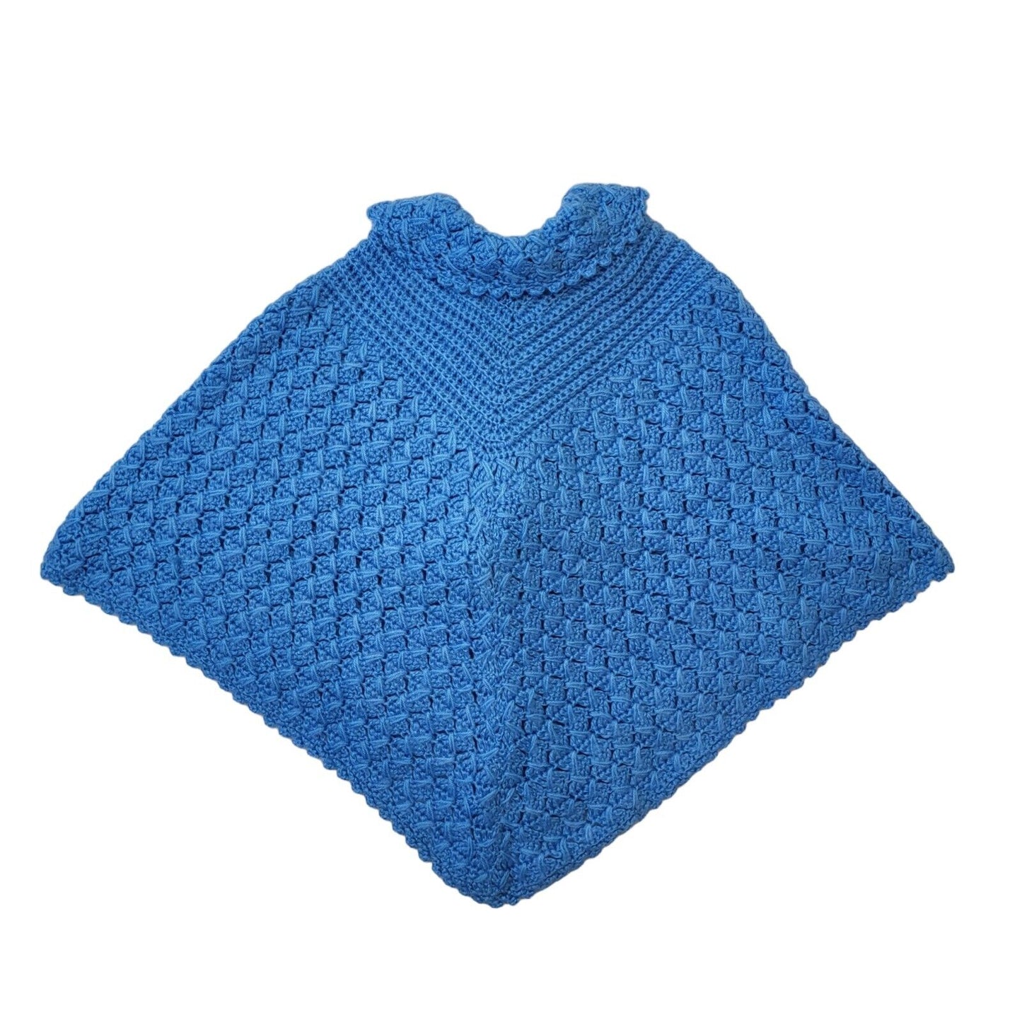 60s Vintage Blue Wool Women's Shawl Size Small