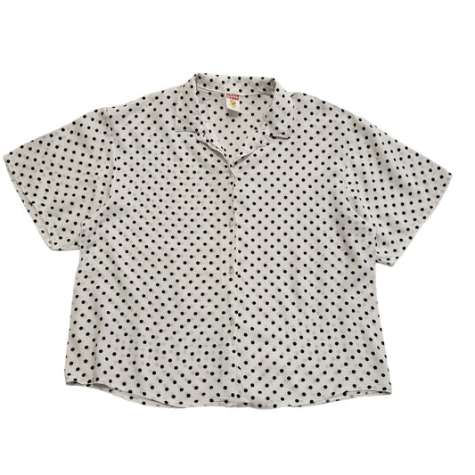 Clock House Vintage 90's White & Blue Polka Dot Womens Shirt UK Size 12