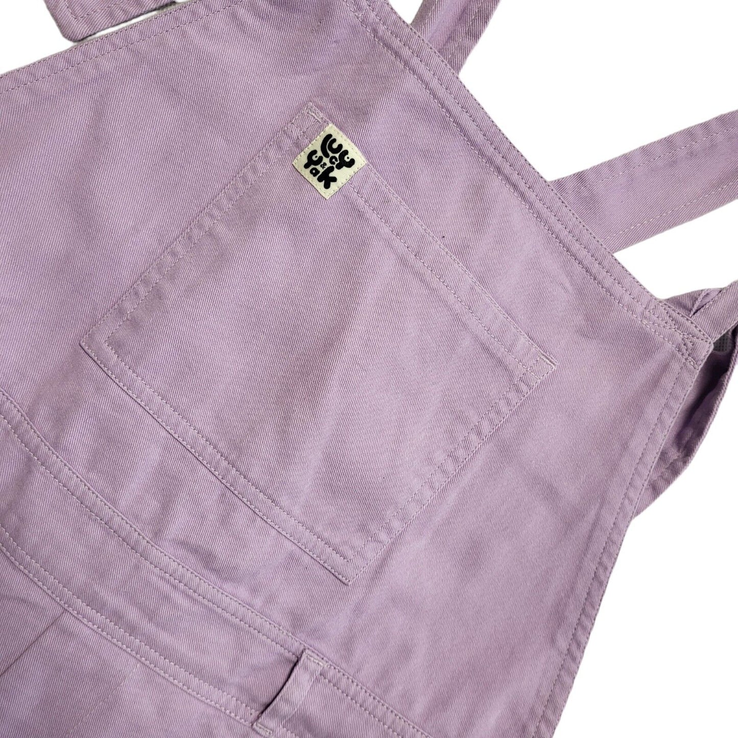 Lucky & Yak Vintage Y2K Purple Denim Dungaree Shorts Women's UK 10 W28-34