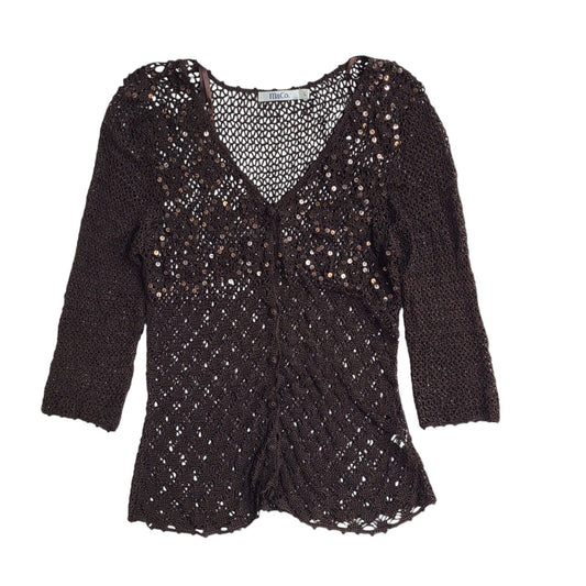 M&Co Brown Vintage 90's Sequin Knitted Cardigan UK Women's Size L