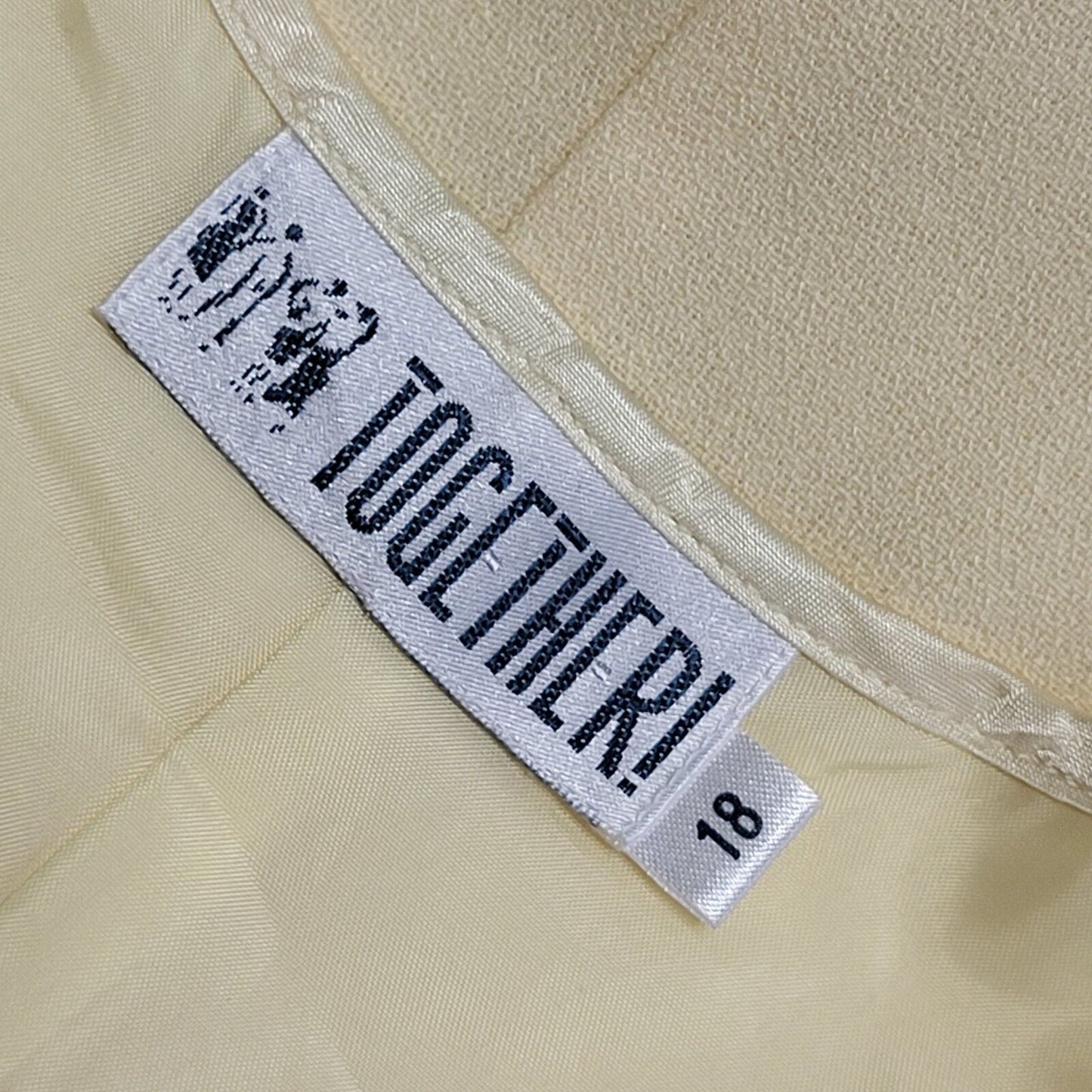 Together 70s Vintage Yellow 2 Piece Dress Suit Uk Women's Size 18 W36