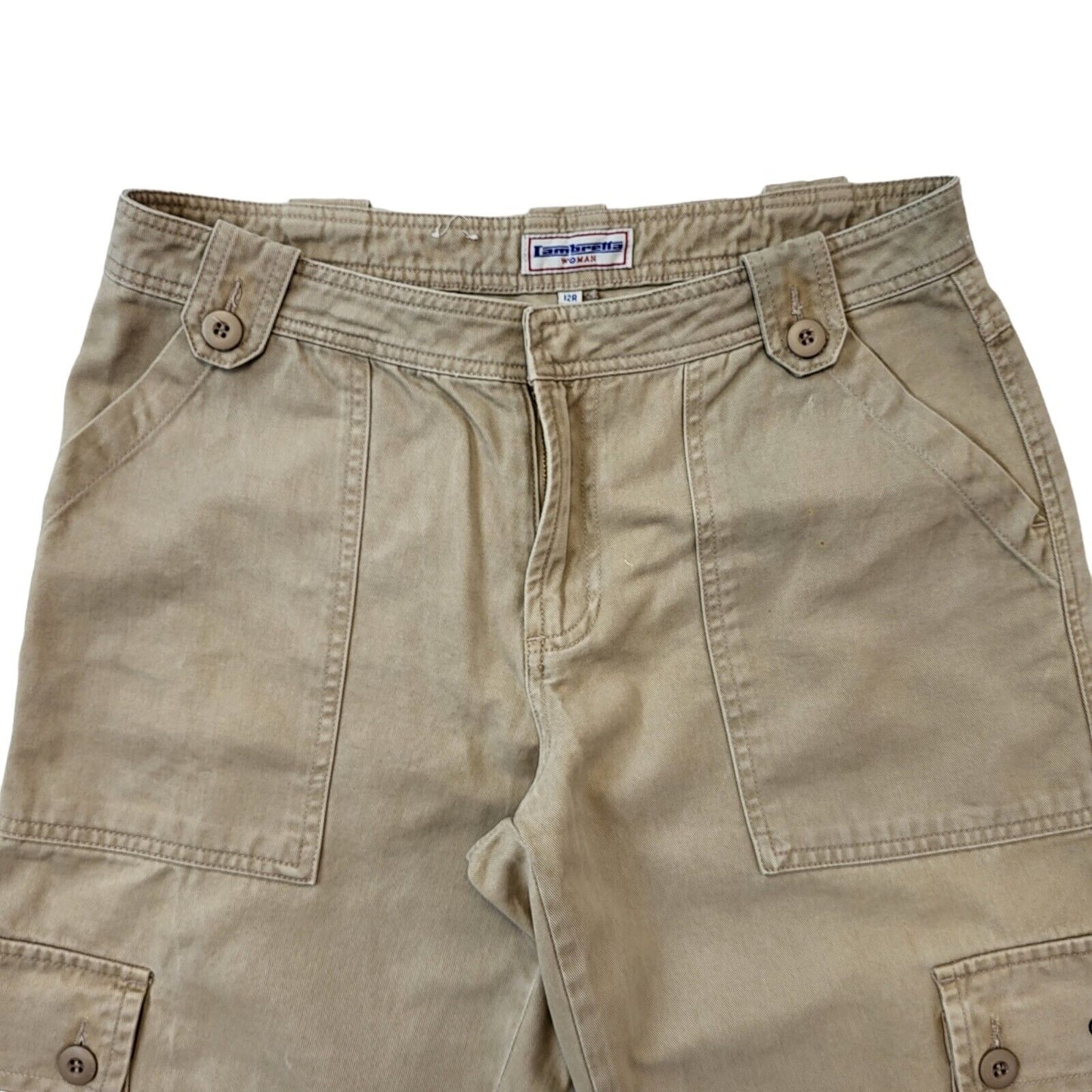 Lambretta Y2K Vintage Beige Cargo Trousers Women's Size 12 W30 L32