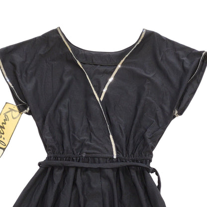 70s Vintage Rampil Black Belted Wrap Fit & Flare Dress Women's Size 10 Bnwt