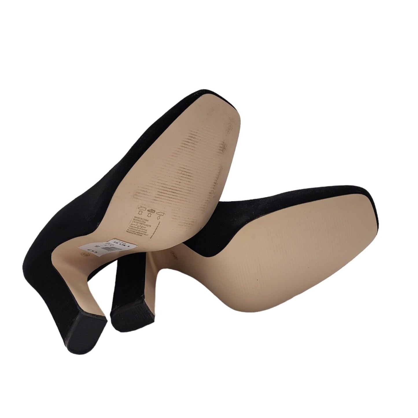 Faith Vintage Black Slip-On Heels Shoes Uk Women's Size 5
