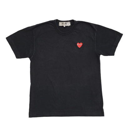Comme DersGarcons Play Vintage Y2K Black Heart Detail T-Shirt Womens UK L