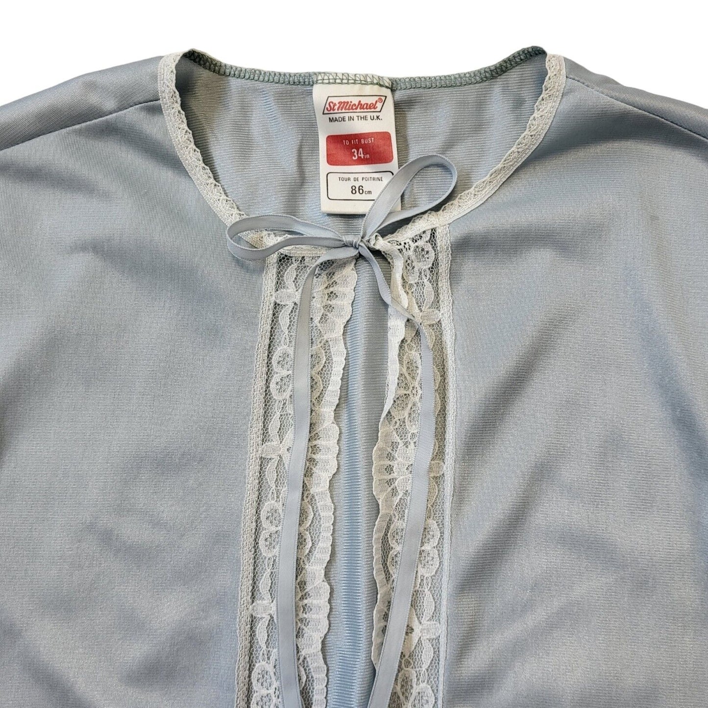 St Michael M&S 70s Vintage Light Blue Night Shirt Women's UK 6 Eu 34