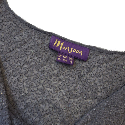 Monsoon 90s Vintage Grey Cowl Neck Beaded Sequin Vest Top Women's UK Size 16
