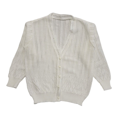 Vintage 90's White Button Front Long Sleeve Cardigan Womens UK 14