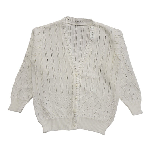 Vintage 90's White Button Front Long Sleeve Cardigan Womens UK 14