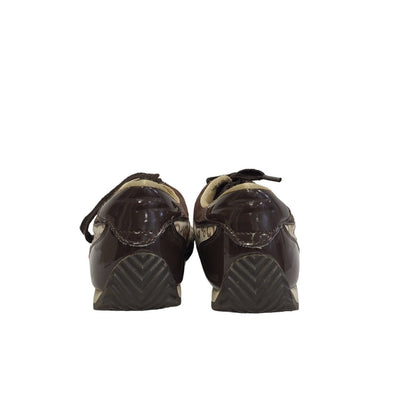 Guess Brown Patent Leather Canvas Trainers Women's Uk 4.5 Eu 37.5