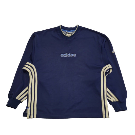 Adidas 90's Spell Out Navy Blue Crew Neck Sweatshirt Uk Men's UK Size S