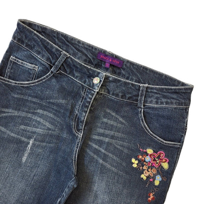 Peace & Love Y2K Vintage Faded Blue Cropped Denim Jeans Women's Size XL W32 L25