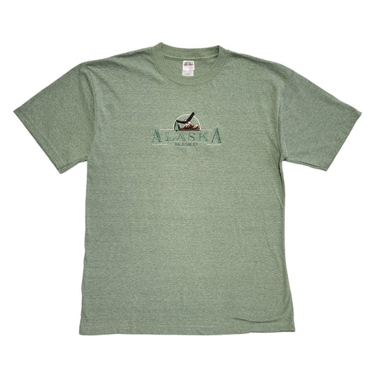 Alaska Skagway Teemax Green Vintage 90s  Short Sleeve T-Shirt Uk Men's XL