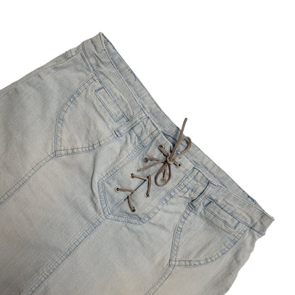 Pilot Y2k Light Blue Lace-Up Short Denim Skirt Uk Women's Size 10