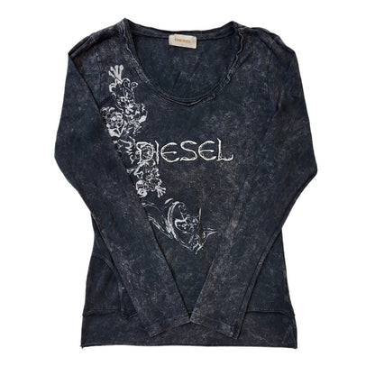 Diesel Y2K Grey Round Neck Jumper Women's Size L Eu 40