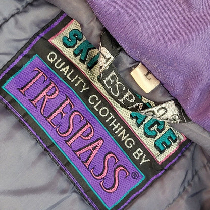 Trespass Vintage 90's Grey & Purple Ski Jacket UK Men's Size Large