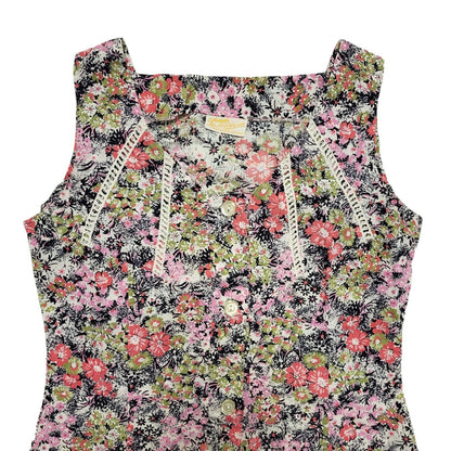 La Louise Vintage 60s Pink Green Sleeveless Dress Uk Women's Size 10