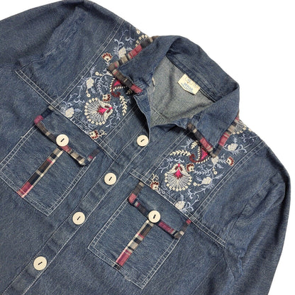Sehar Vintage 90s Blue Long Sleeve Denim Shirt Dress Uk Women's Size L W30-42