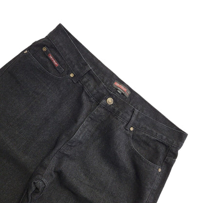 Life Of Glory Black Y2k Straight Denim Jeans Uk Men's Size XL W36 L33