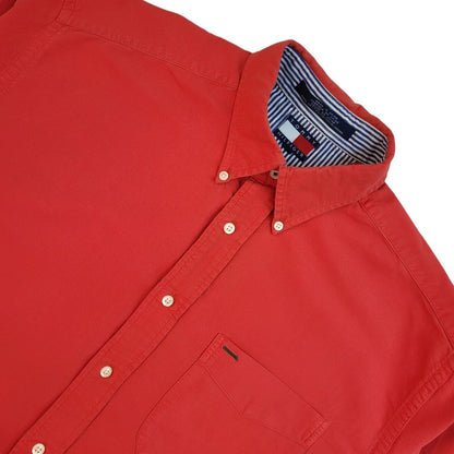 Tommy Hilfiger Y2k Red Long Sleeve Shirt Uk Men's Size Medium