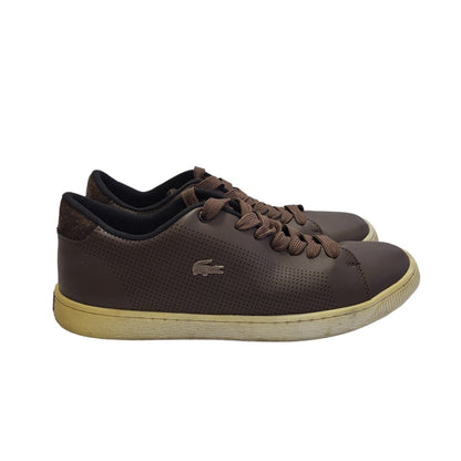 Lacoste Brown & White Lace-up Sports Casual Trainers Uk Men's Size 5