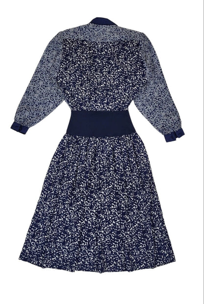 80s Vintage Sally Browne Australia Blue Shirt A-Line Daywear Dress Women's 12