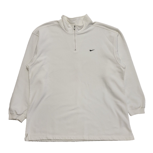 Nike White 90s Vintage 1/4 Zip Active Wear Sports Top Uk Men's Size 2XL