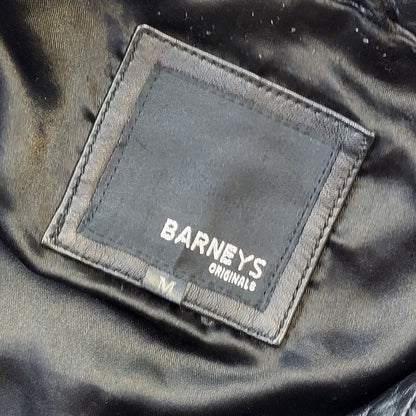 Barneys Black Leather Biker Style Jacket Uk Women's Size Medium
