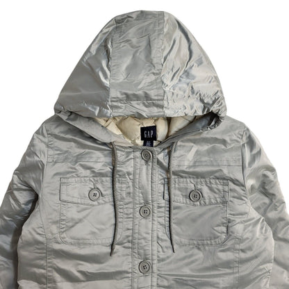Gap Vintage Y2k Grey Hooded Jacket Uk Women's Size Medium