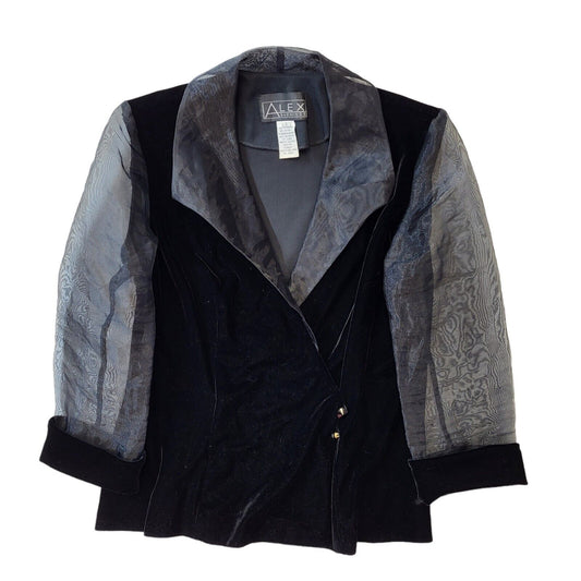 Alex Evenings 80s Vintage Black Button-Up Jacket Women's Size Small