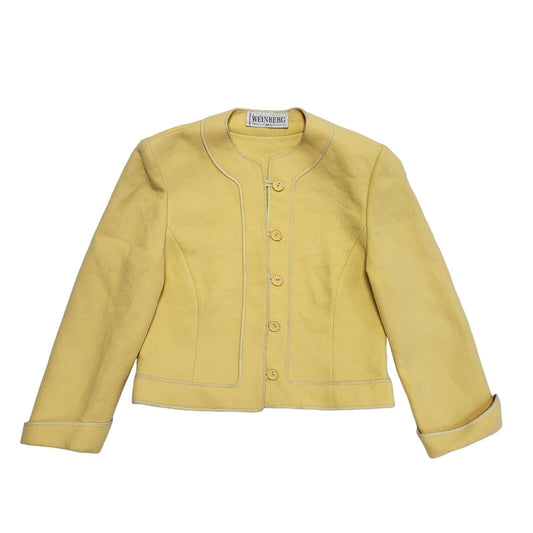 Weinberg Yellow 80s Vintage Button Dress Jacket Uk Women's Size 12