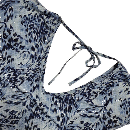 Vintage 90s Blue Abstract Sleeveless Blouse Uk Women's Size 16