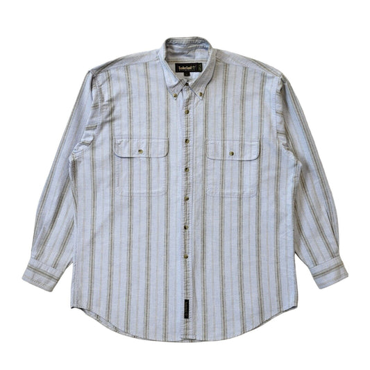 Timberland Y2K Blue Striped Shirt Men's Size Large Eu 54