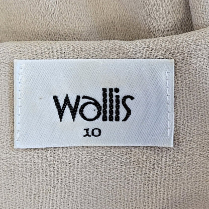 Wallis 90s Vintage Beige Buttoned Daywear Midi Dress Women's Size 10