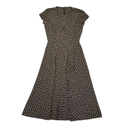 90s Vintage Brown & White Polka Dot Daywear Dress Women's Size 12